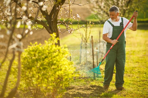 Professional garden maintenance work in a Monken Hadley property